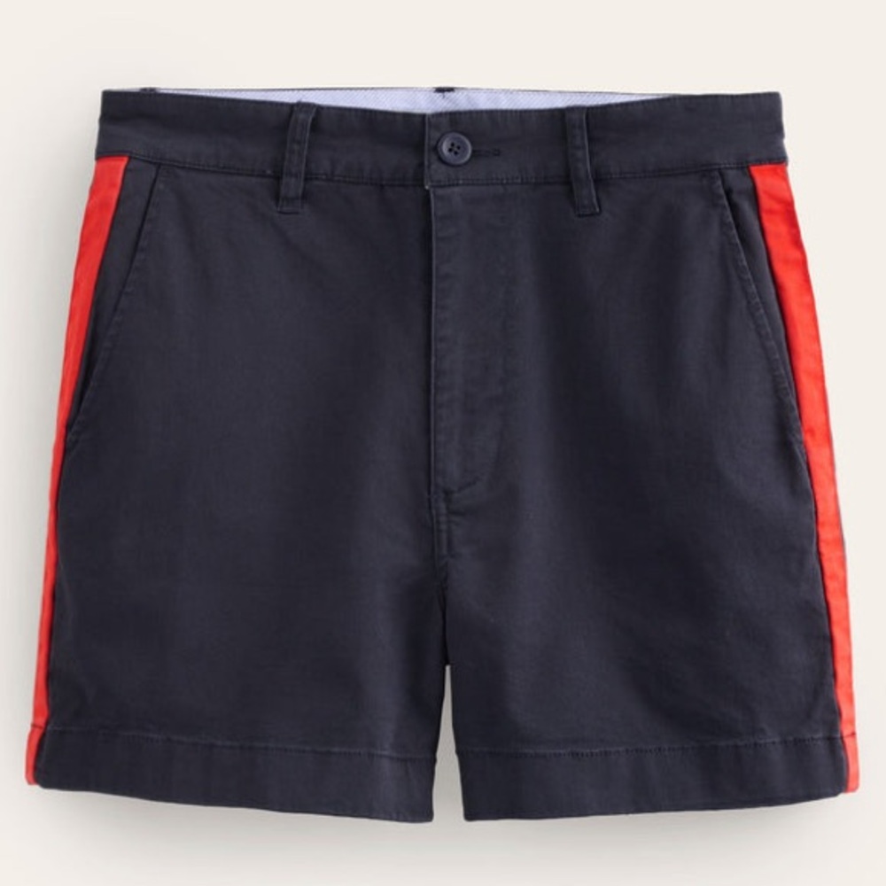 Boden Barnsbury Chino Shorts in Navy with Red Side Stripe Women’s Size 4